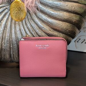 Kate Spade Leila Small Bifold Wallet Pink Peony NWOT